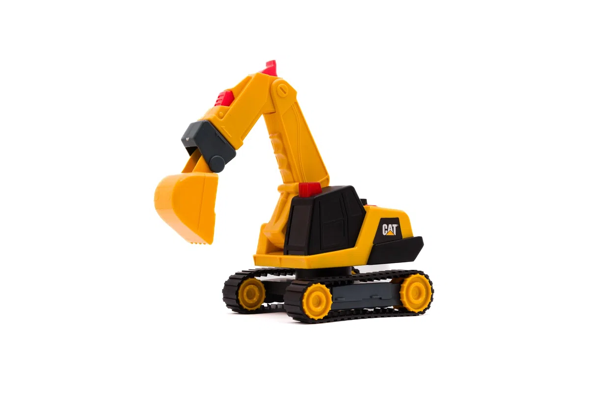 CATtoysOfficial | Excavadora Power Switch Crew | Giocattolo da Costruzione per Bambini con Tre Teste di Attrezzi Intercambiabili, Suoni Idraulici Realistici, Luci, Braccio di Escavazione Mobile