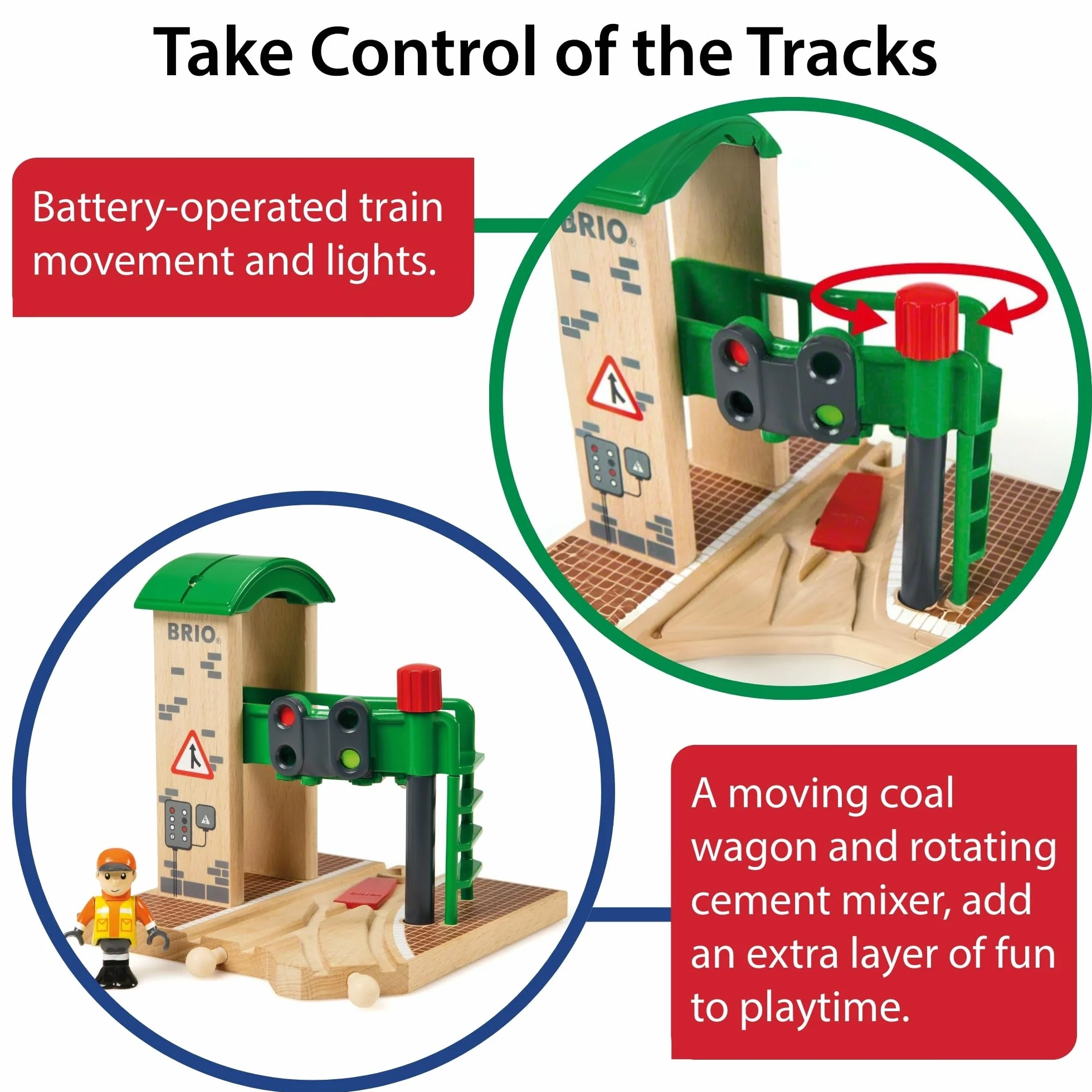 BRIO World – Doppio Semaforo con Operatore | Accessorio Pista In Legno Per Bambini | Treno Brio Bambini 3 Anni O Più | Idee Regalo | Regalo 3 Anni