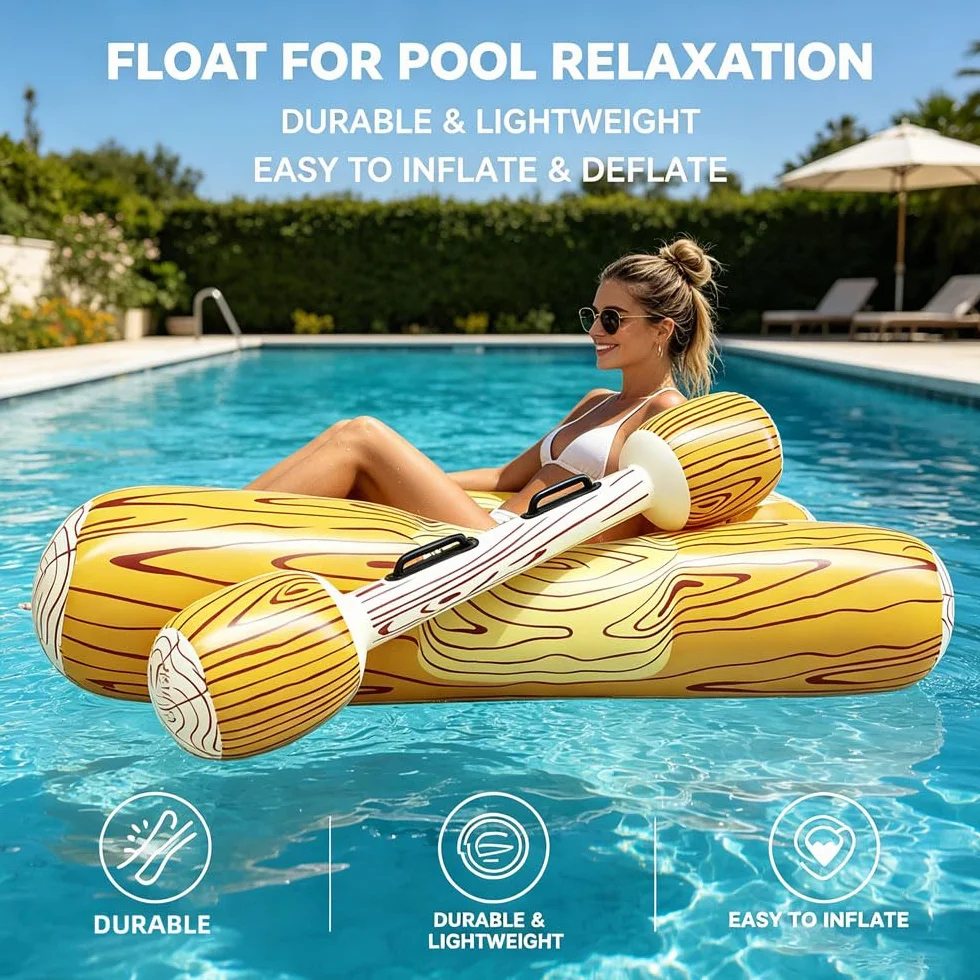 4 Pz Set Giocattoli Gonfiabili Galleggianti a Remi, Da Mare, Battle Log Pool Zattere Festa, Festa in Piscina Giochi Sportivi Acquatici Zattere Originali Giocattoli Galleggianti per Adulti