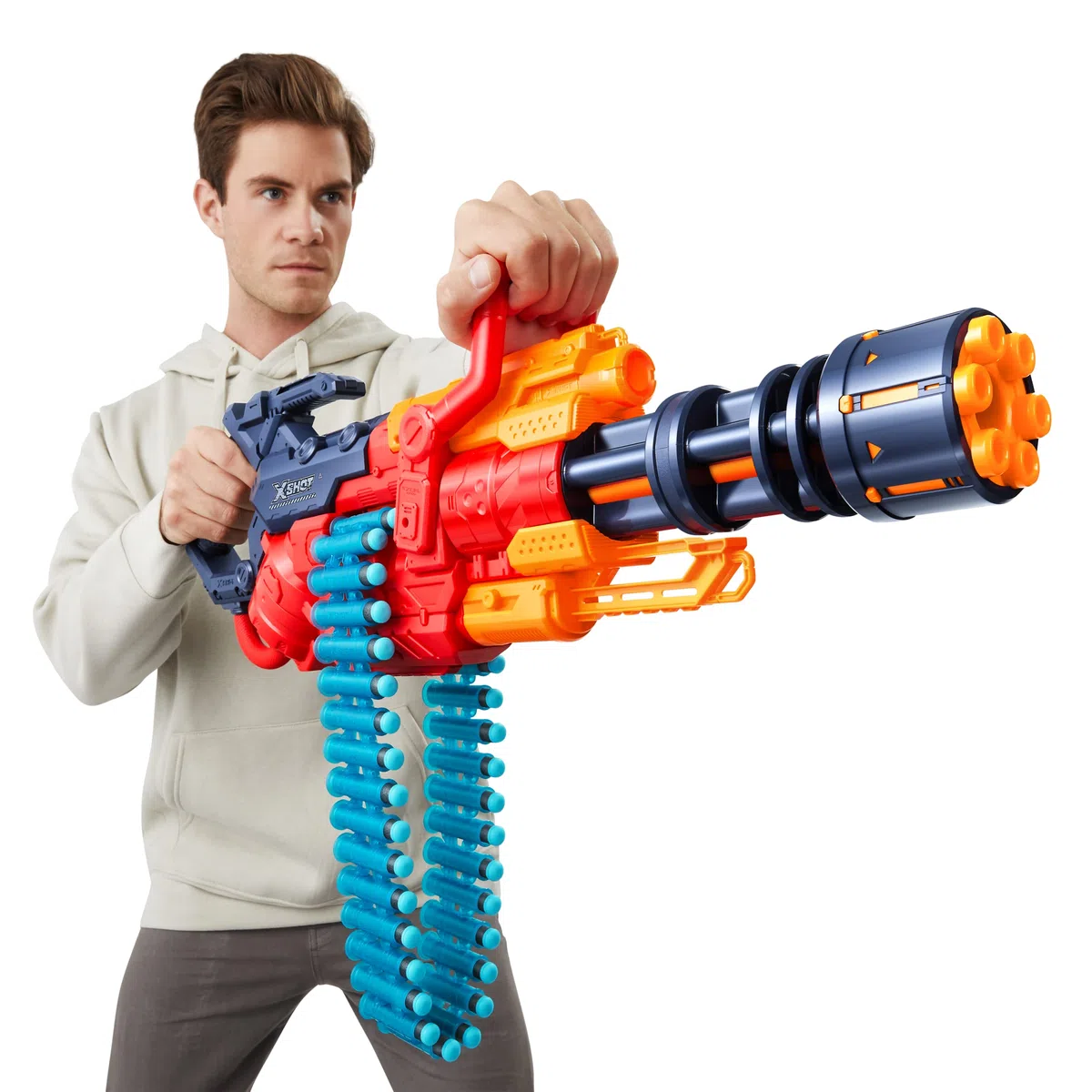XShot Excel Crusher Foam Dart Blaster (35 Dart Belt, 48 dardi), Red Toy Blaster