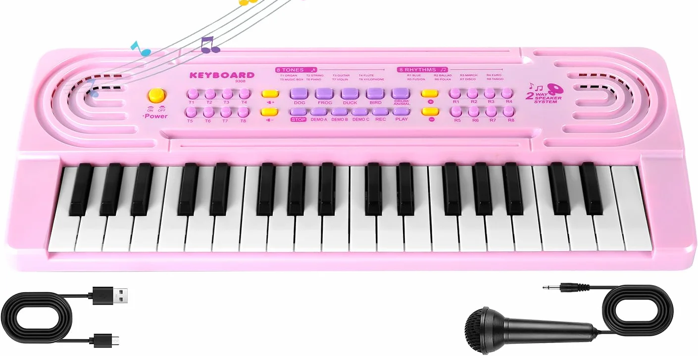 Pianola Bambini, Pianola per Scuola Media, Multifunzione Tastiera Musicale 37 Tasti con Microfono, Shayson Digitale Tastiera Elettronica Portatile, Educativo, Regalo per Ragazzi Ragazze 3+ Anni