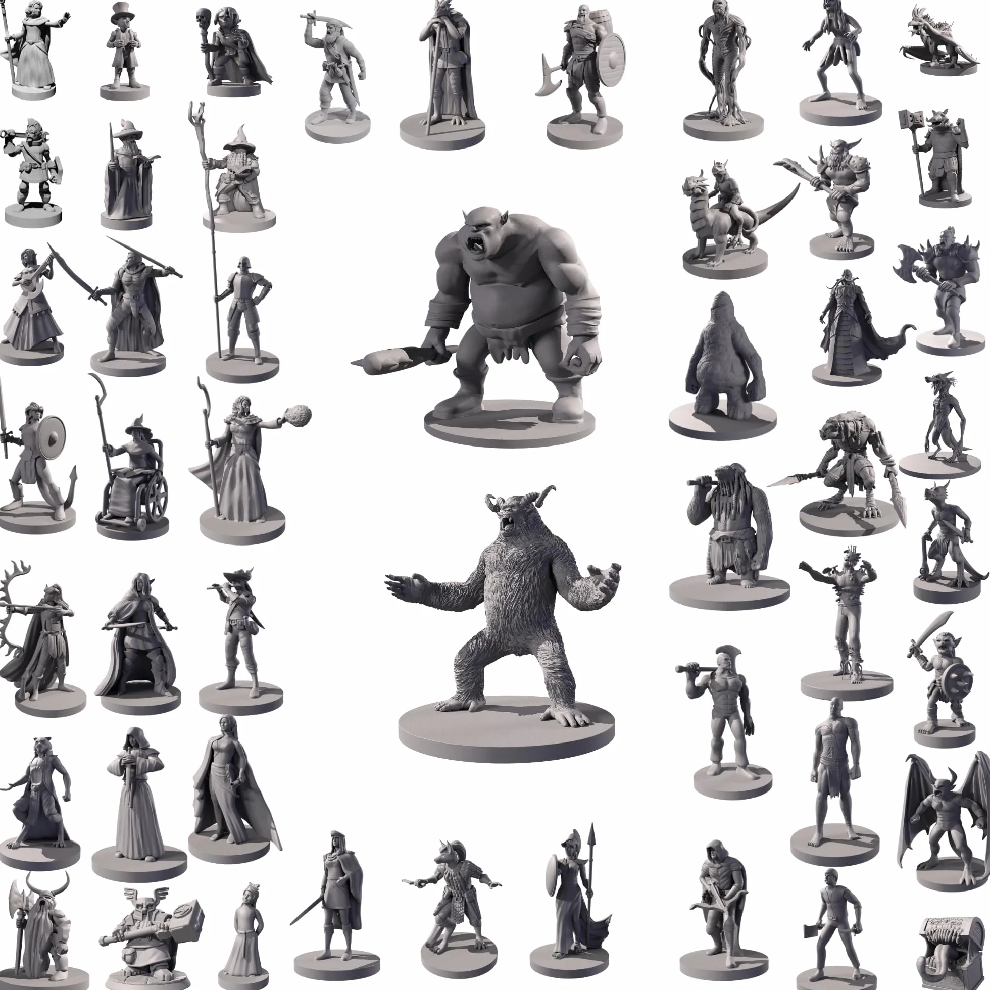 50 miniature uniche fantasy da tavolo RPG figure per Dungeons and Dragons, Pathfinder giochi di ruolo. Bulk non verniciato, ideale per D & D
