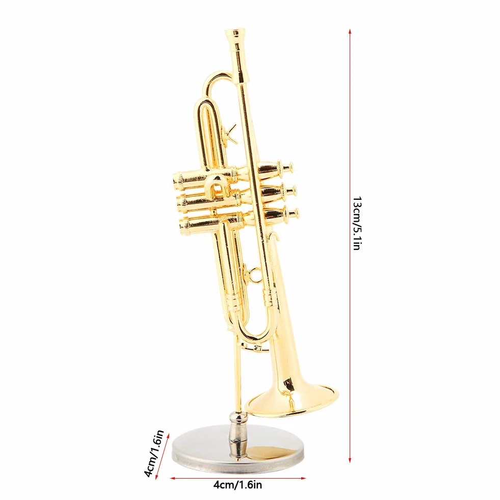 Modello di Tromba in Miniatura, Replica della Tromba Mini Strumento Musicale in Plastica con per Supporto Modello di Strumento Placcato Oro Ornamenti Musicali