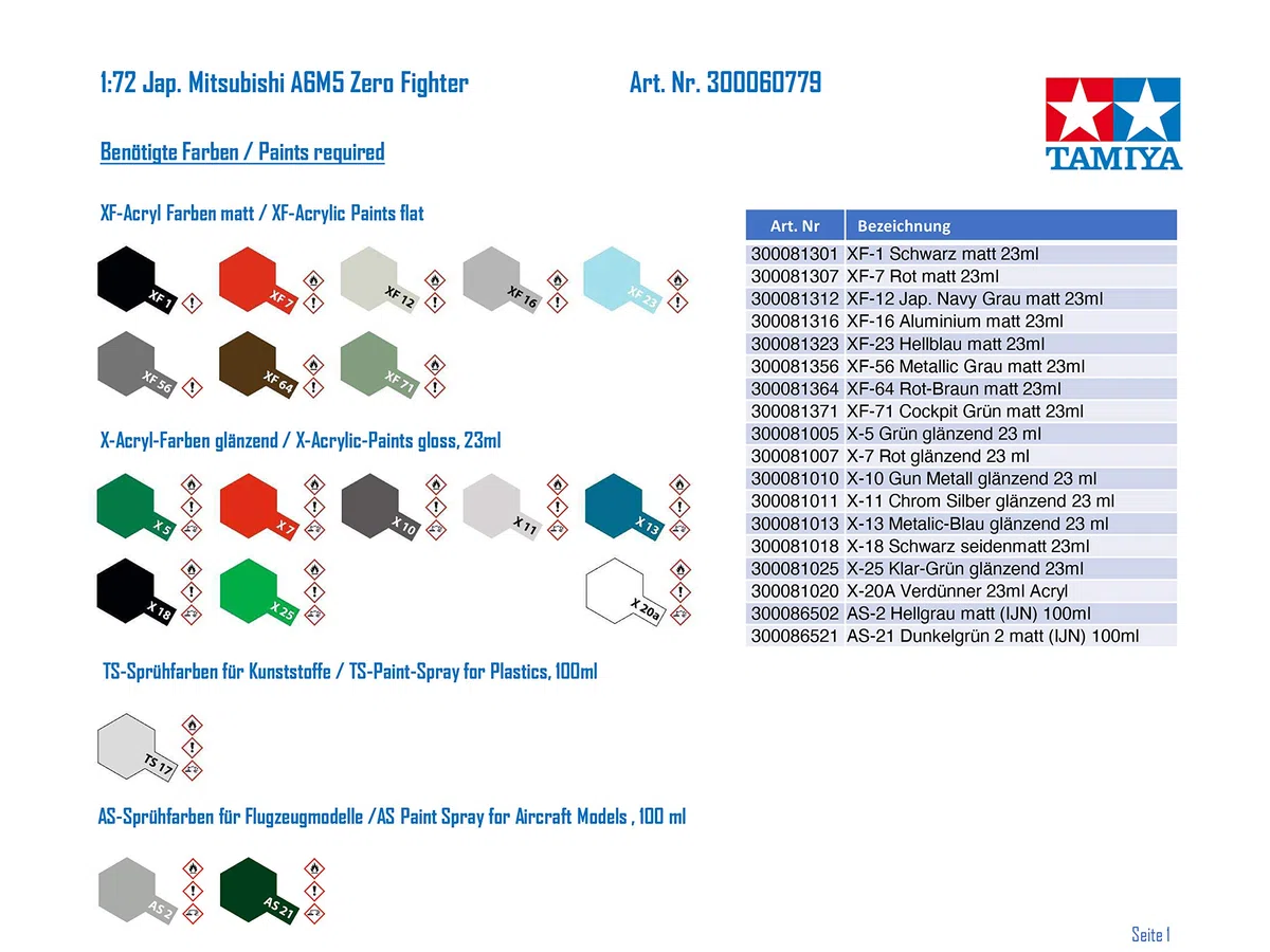TAMIYA TM60779 Mitsubishi A6M5 Zero Fighter Model Kit
