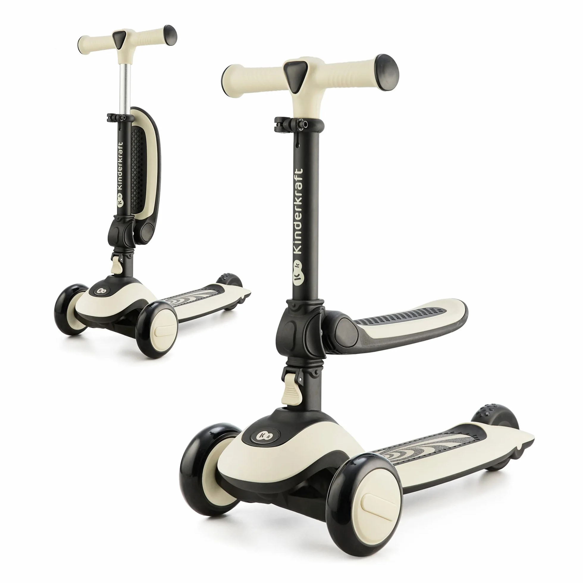 Kinderkraft HALLEY Monopattino Bambino, Triciclo bambini 1 anno, con 3 Ruote LED, Pieghevole, Manubrio regolabile in altezza, per Bambini 3-13 Anni, Carico Massimo 50 kg, Bianco