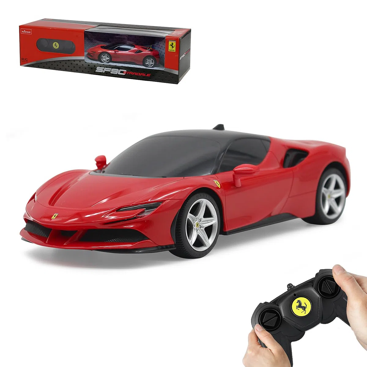 JAMARA 403124 - Ferrari SF90 Stradale 1:24 Rosso 2,4GHz - velocità 7 Km/h