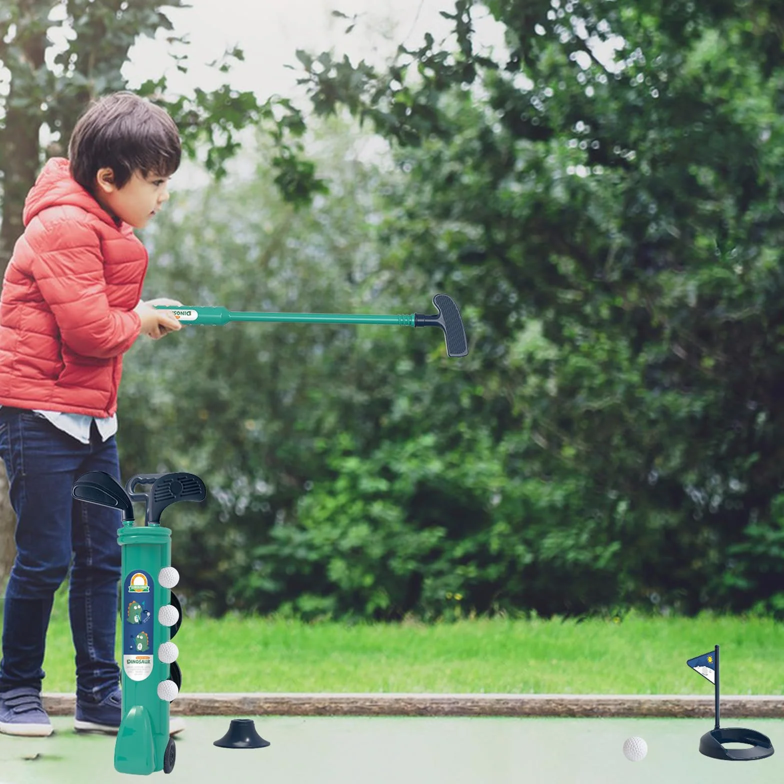 ZhuXIXILiang YZZT Set da Golf Minuto per Bambini - 14 Pezzi Club da Golf con Ruote per Bambini dagli 3 Anni