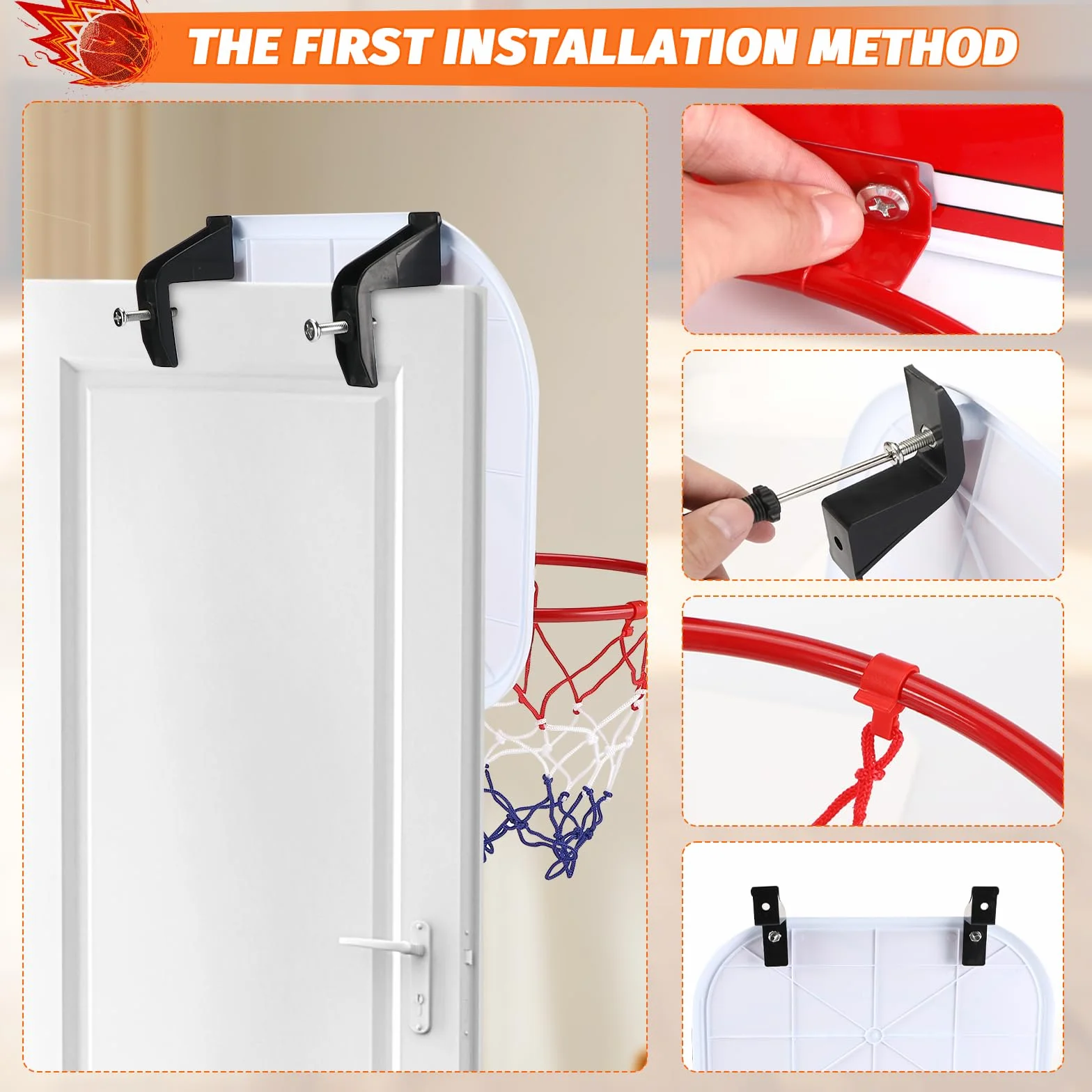 Gowkeey Mini Canestro Basket da Camera Set, Canestro Basket Bambini Facile da Installare, Canestro Basket da Muro con Pompa, Pallone da Basket e Altri Accessori per Porte di Casa, Pareti, Uffici
