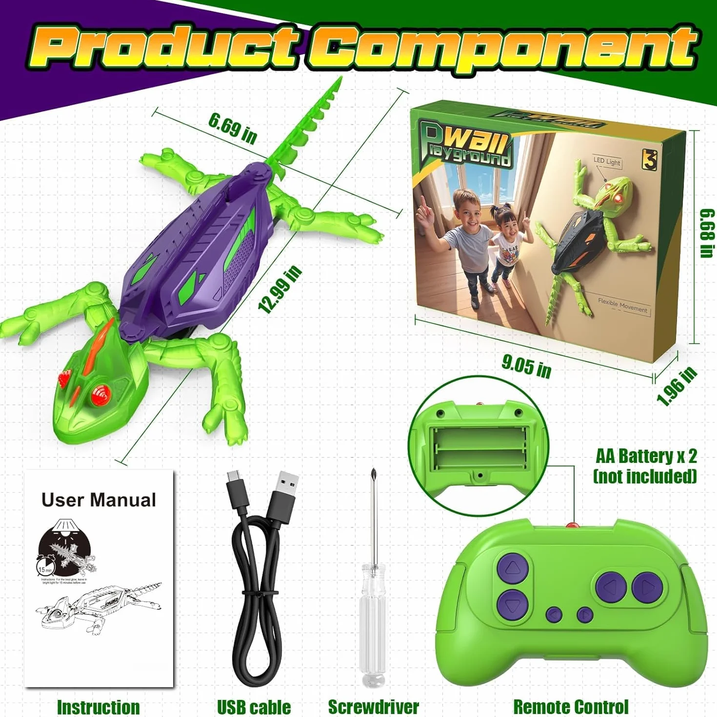 Goody King Geco Telecomandato - Rettile che Scala Pareti e Soffitti - Giocattolo con Movimenti Realistici e Rotazione 360° - Giocattoli interattiviper - Regalo per Bambini e Bambine da 3+ Anni