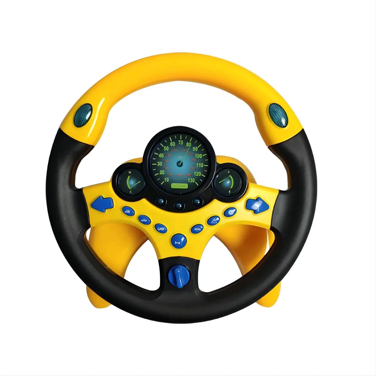 Giocattoli per Volante Bambini, Controller di Guida Portatile simulato con Suoni Divertenti e Musica, Regalo educativo precoce per Bambini, Giallo con Base