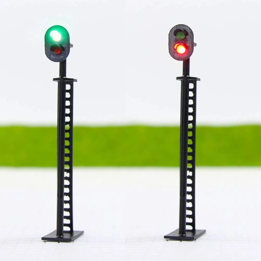 Evemodel Segnali di Blocco Ferroviario Modello 5 Pezzi Scala Ho o OO Verde/Rosso 8 cm 12V LED