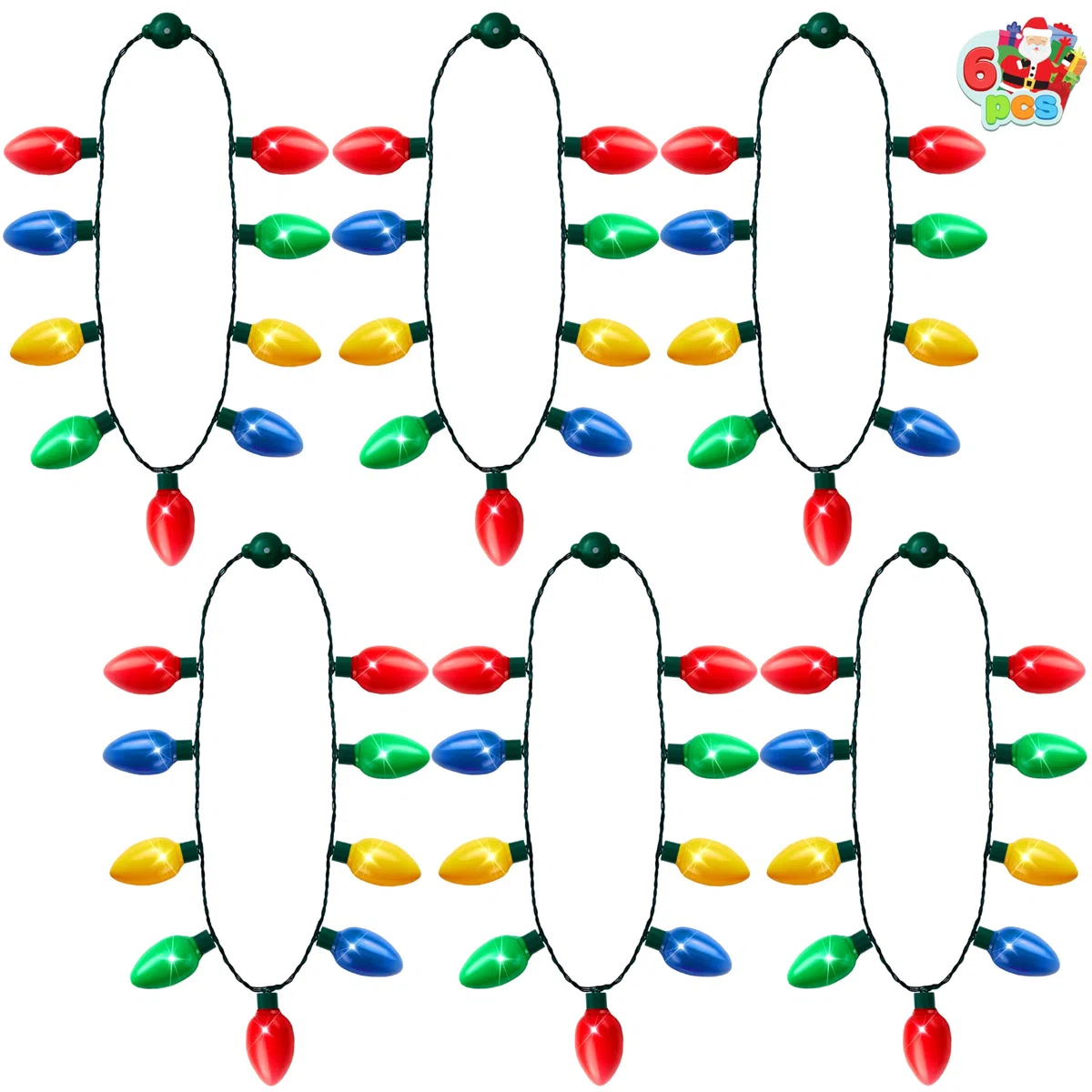 JOYIN 6 Pezzi di LED per Natale Collana di Lampadina Accessori per la Festa di Natale con 12 lampadine Illuminate