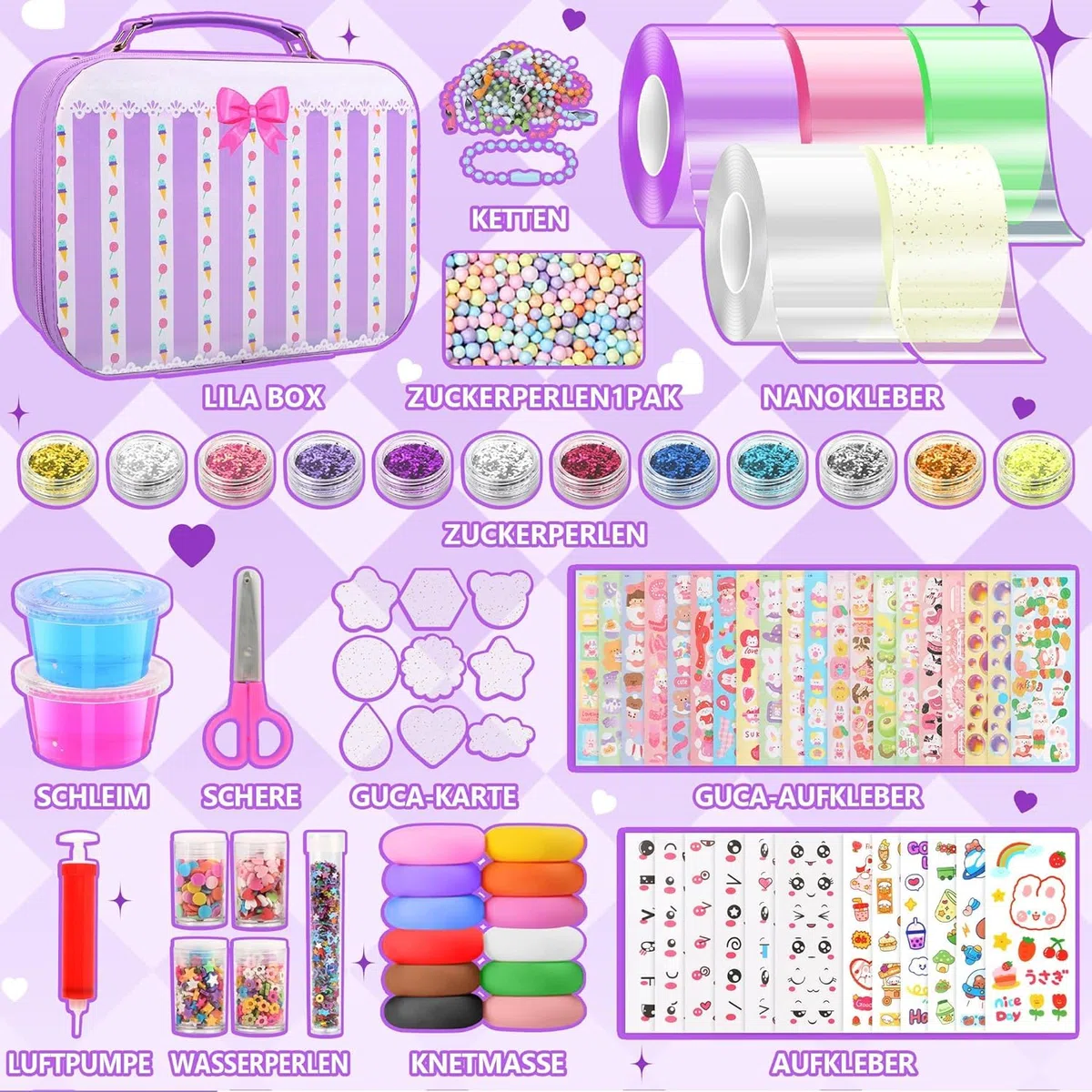 JONRRYIN 106 Pezzi Nano Tape Bubble Kit, 5 Nastro Nano con Pacchetti Materiale,Fai Da Te Nano Tape Squishy Bubble Craft per Bambini, Nano Tape Kit per Bolle Soffiabili per Ragazze