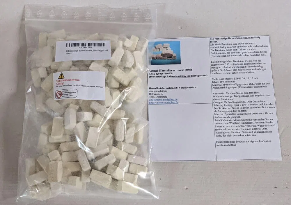 150 mattoncini rettangolari, color sabbia (ocra)