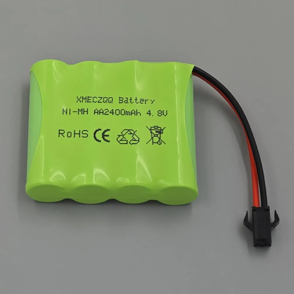 Batteria NiMH 4,8 V 2400 mAh, 2 batterie Backup RC con spina SM, adatta per giocattoli di controllo remoto come auto telecomandate, veicoli ingegneri radiocomandati, robot radiocomandati, ecc.
