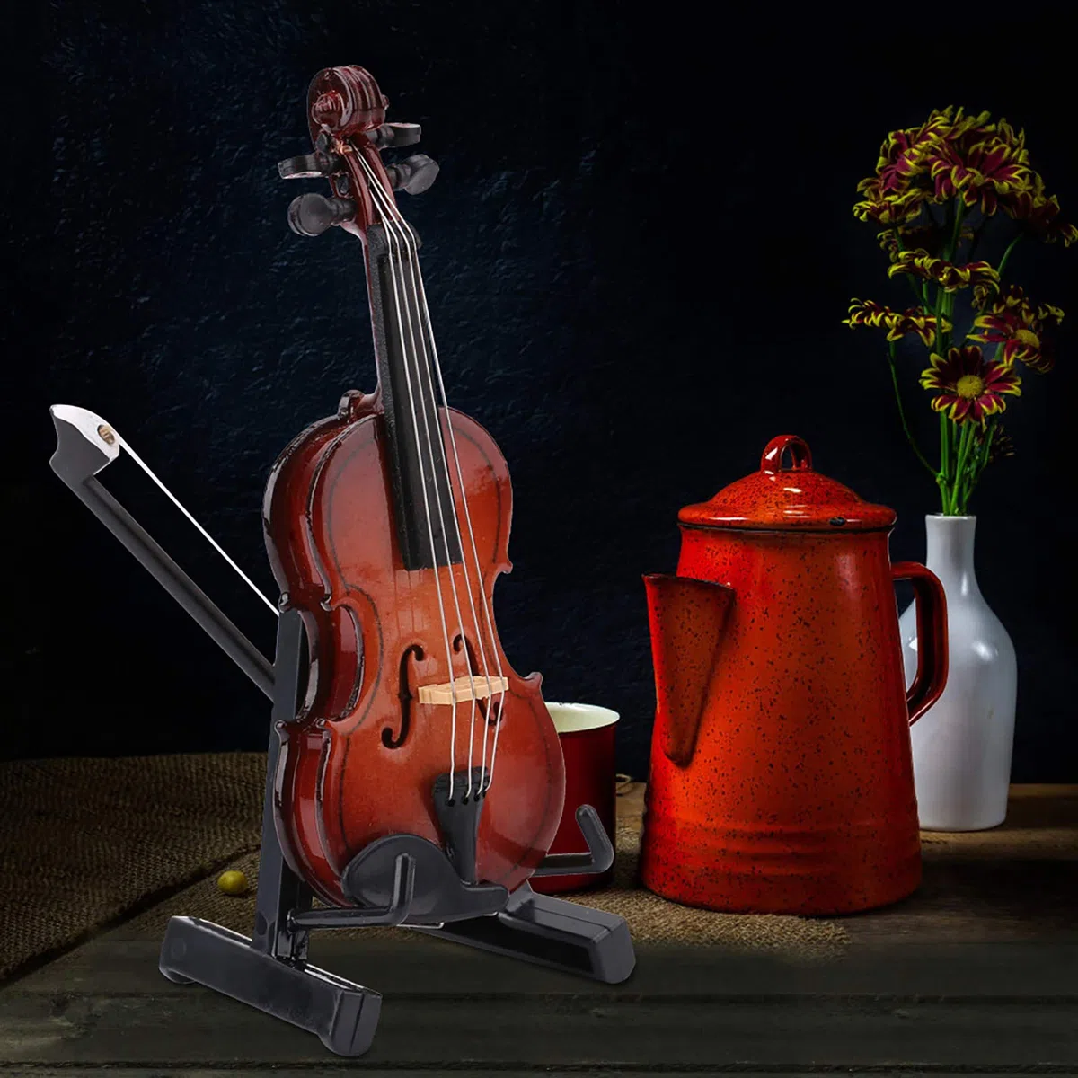 Modello di Violino In Miniatura, Violino in Miniatura in Legno con Custodia Modello di Strumento Musicale per Decorazioni per L'home Office