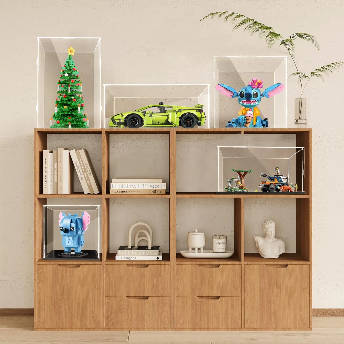 JUJOMAT Vetrina Trasparente in Acrilico Grande Scatole in Acrilico per l'Esposizione, Vitrine Protettive dalla Polvere per Figure d'Azione e Oggetti da Collezione 30*30*30cm
