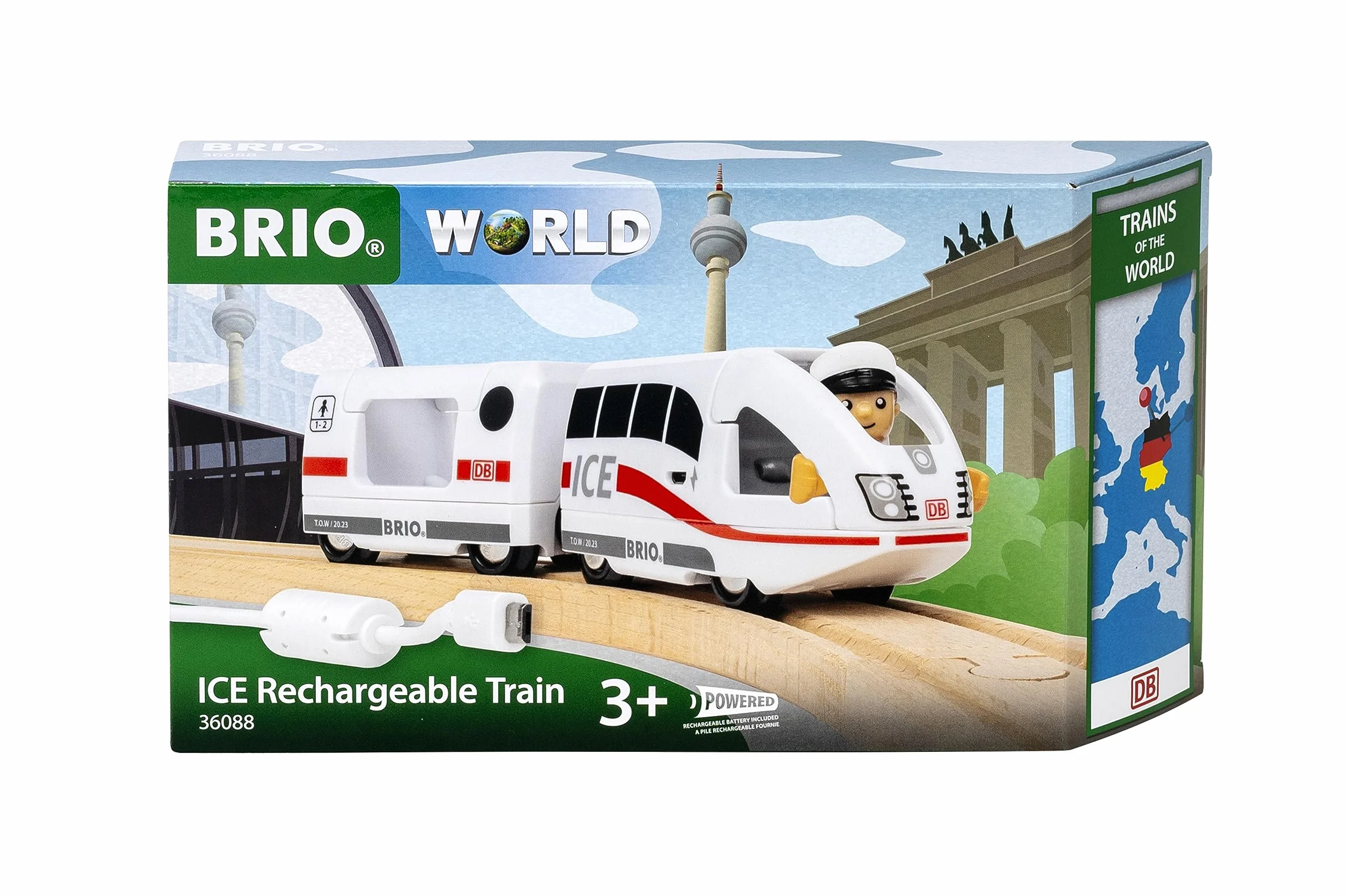 BRIO World - 36088 Trains of the World ICE Accurate Travel Train - Locomotiva giocattolo a batteria per bambini dai 3 anni in su