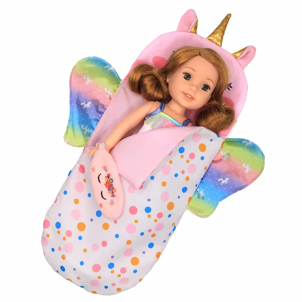ZWOOS Sacco a Pelo per Bambole con Maschera per Dormire, Accessori Morbidi per Bambole da 25-38 cm