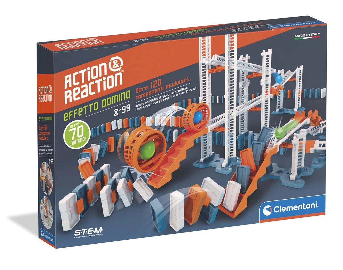 Clementoni - 19261 - Action & Reaction - Effetto Domino - Set Di Costruzioni, Pista Biglie Per Bambini, Marble Run, Gioco Scientifico 8 Anni, Set Espansione (Versione Italiana) - Made In Italy