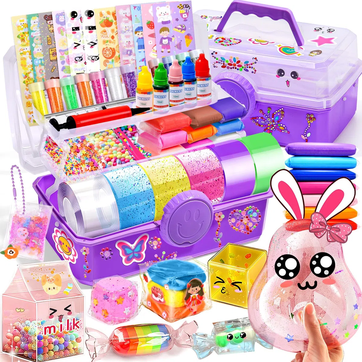vamei Nano Tape Bubble Kit Lavoretti Creativi per Bambini con Nano Tape, Argilla, Perline, Adesivi Kawaii e Accessori, Nanotape Materiale per Lavoretti Creativi Giochi Regalo per Bambini Bambina
