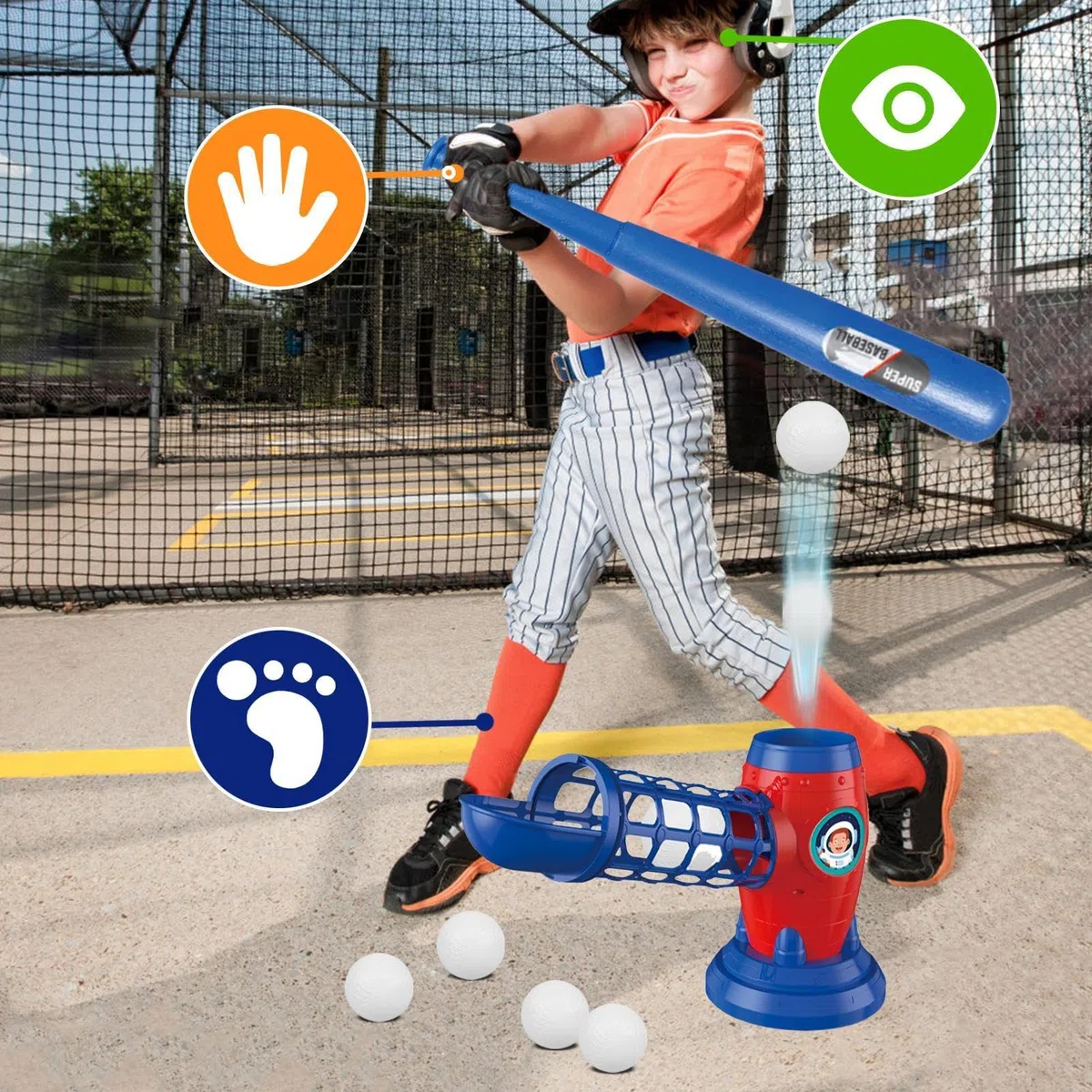 Battitrice per baseball, lanciatori per baseball giovanile,Macchine per lanciare baseball e softball con palline | Lanciatore per baseball e tennis, set di palline a T per bambini da 3 a 8 anni