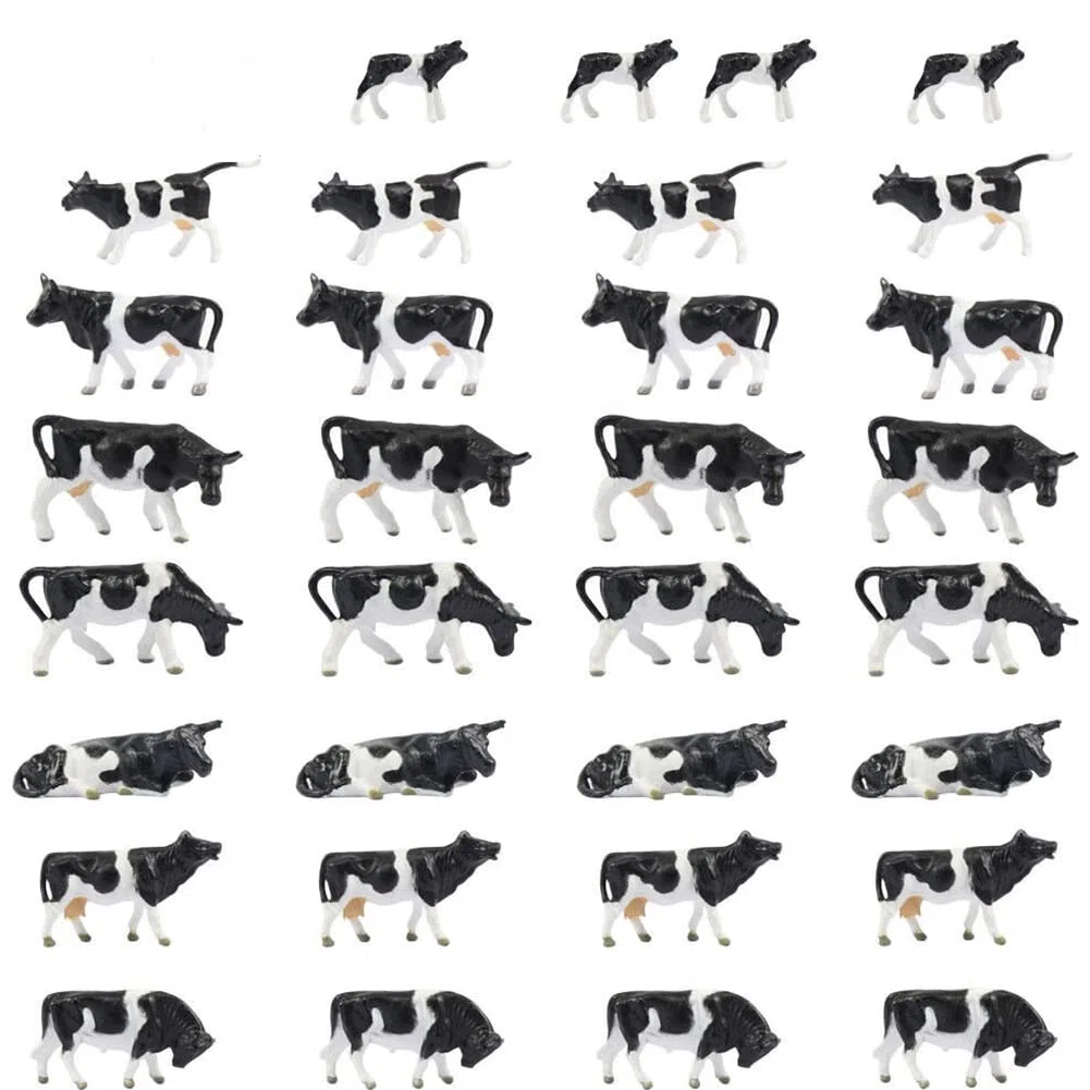 30Pcs FAI DA TE Modello Ferroviario Animali Modello Dipinto Fattoria 1:87 HO Scala Mucche Modalità