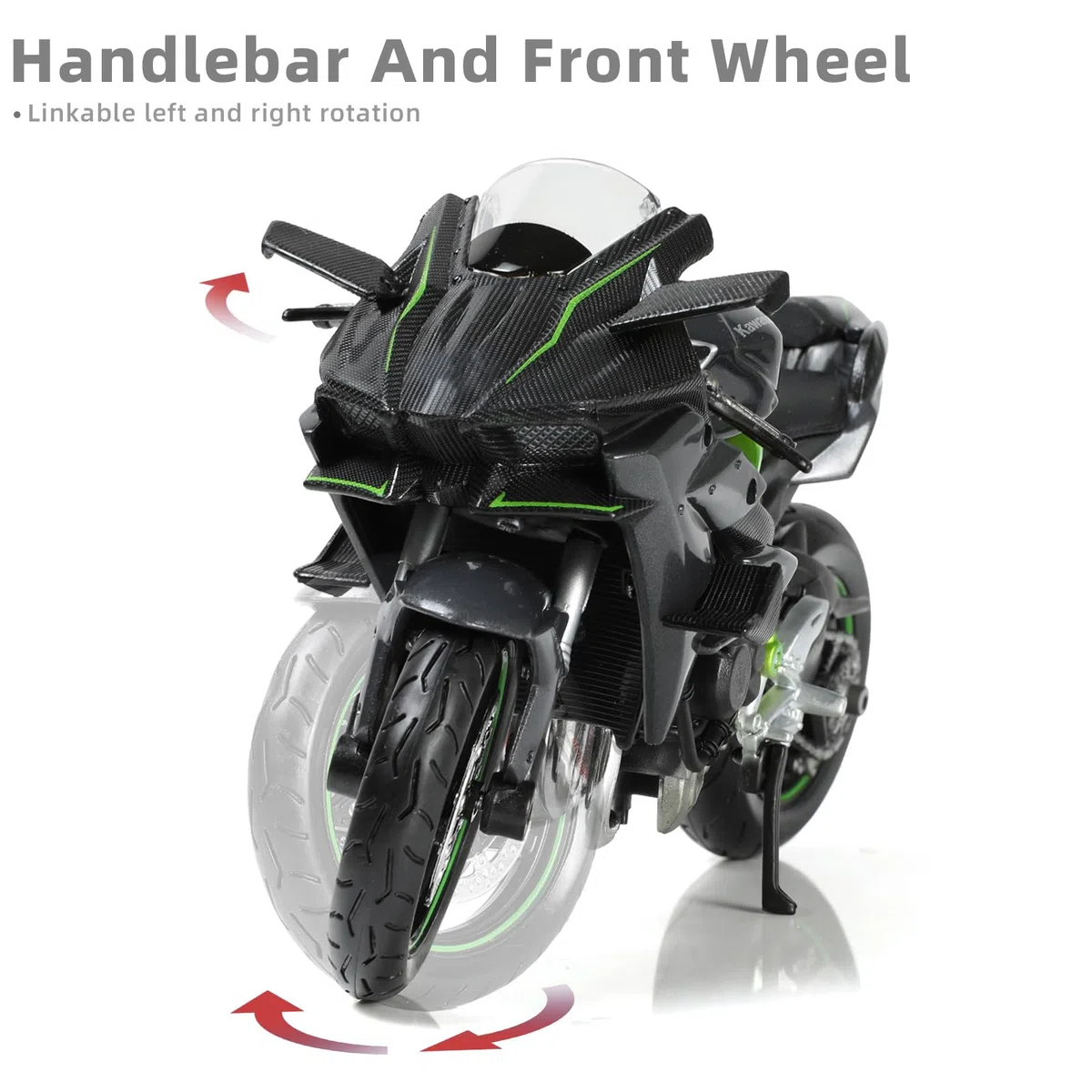 Compatibile per 1:12 Kawasaki Ninja H2R Modello di moto Giocattolo Mini moto in metallo pressofuso per ragazzi e adulti Modello di motor nero Regalo da collezione