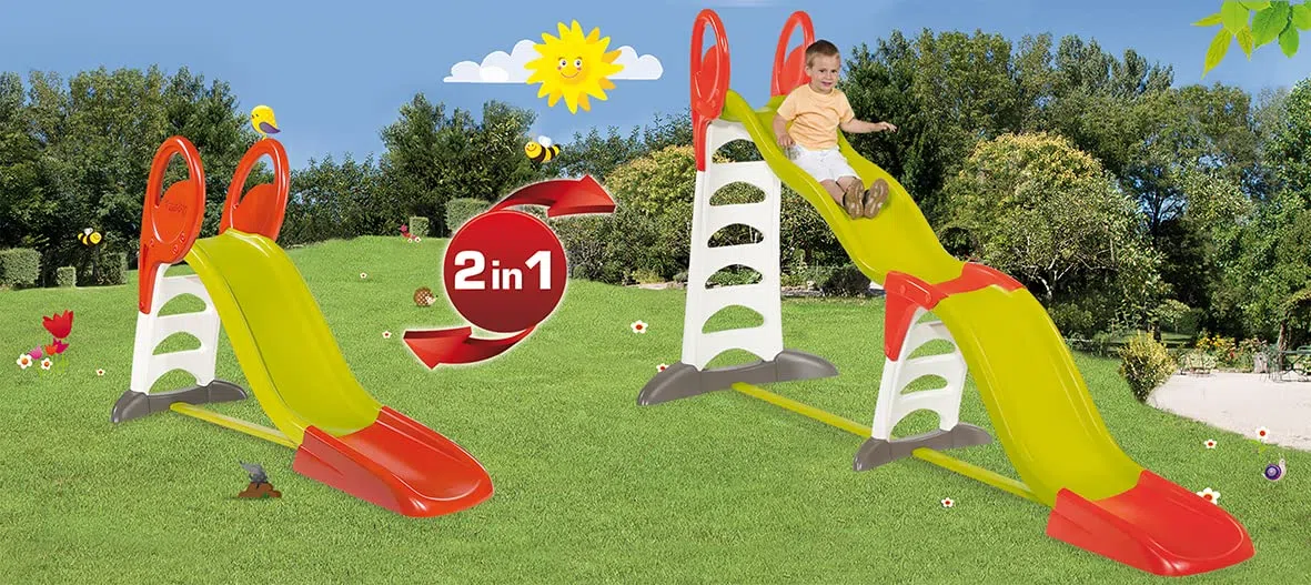 Smoby - Scivolo Megagliss 2 in 1, 7600310260, + 2 Anni, Dotato di Scaletta con Gradini Antiscivolo