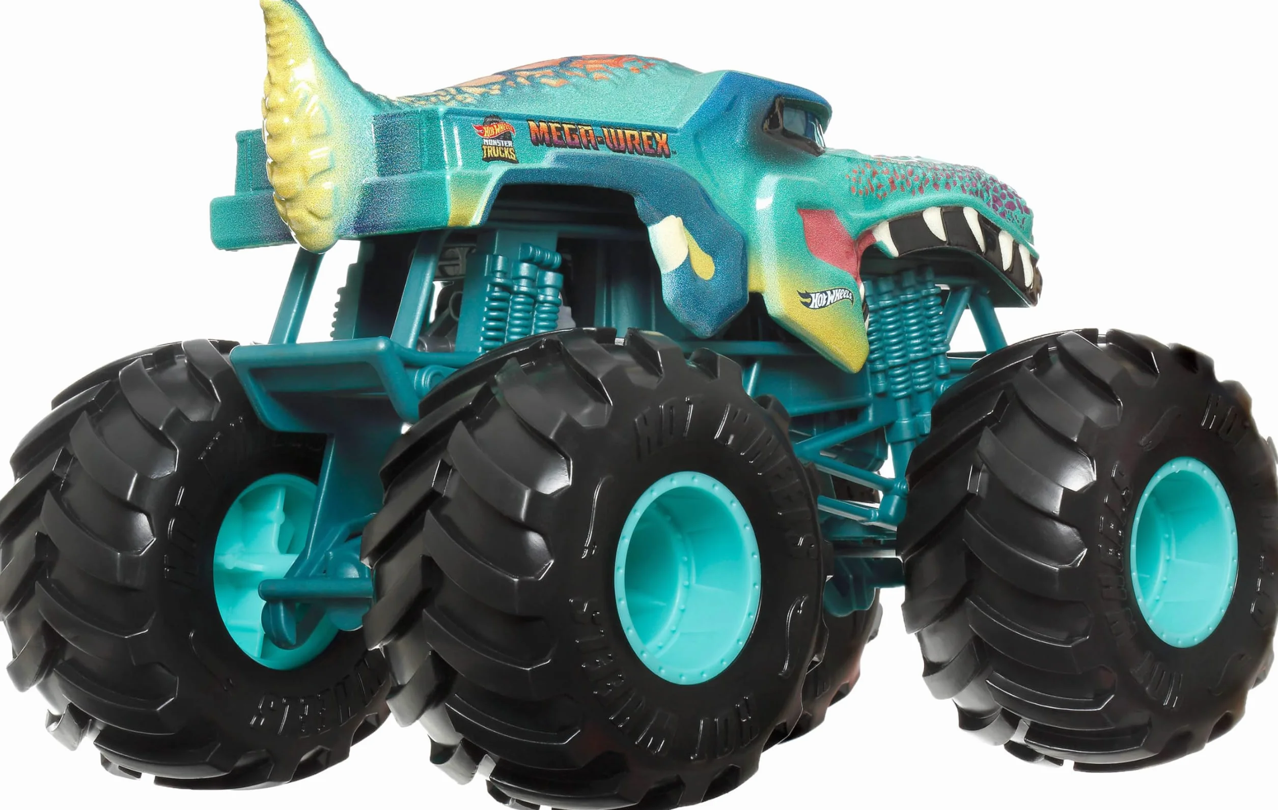 Hot Wheels Monster Trucks - Mega-Wrex Oversize, Veicolo in Scala 1:24 con Ruote giganti e carrozzeria in Metallo, Perfetto per Le acrobazie, Giocattolo per Bambini, 3+ Anni, JDR03