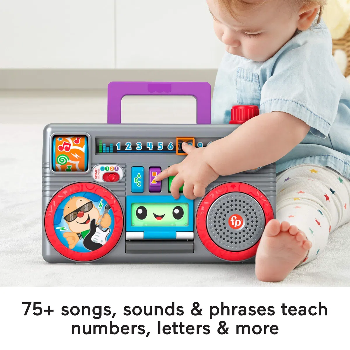 Fisher-Price Ridi & Impara Stereo Baby DJ, Gioco attività Musicale con contenuti didattici per Neonati e Bambini Piccoli, Giocattolo per Bambini 6+ Mesi, Edizione: UK-Inglese, GYC18