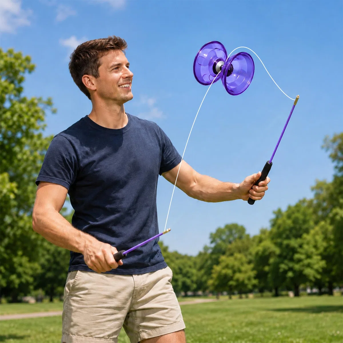 Diabolo Con Cuscinetti A Sfera, Diablo Giocoleria Con Corda Da 10 M, Diabolo LED, Set Da Giocoleria Per Principianti, Sport All'Aria Aperta, Viola