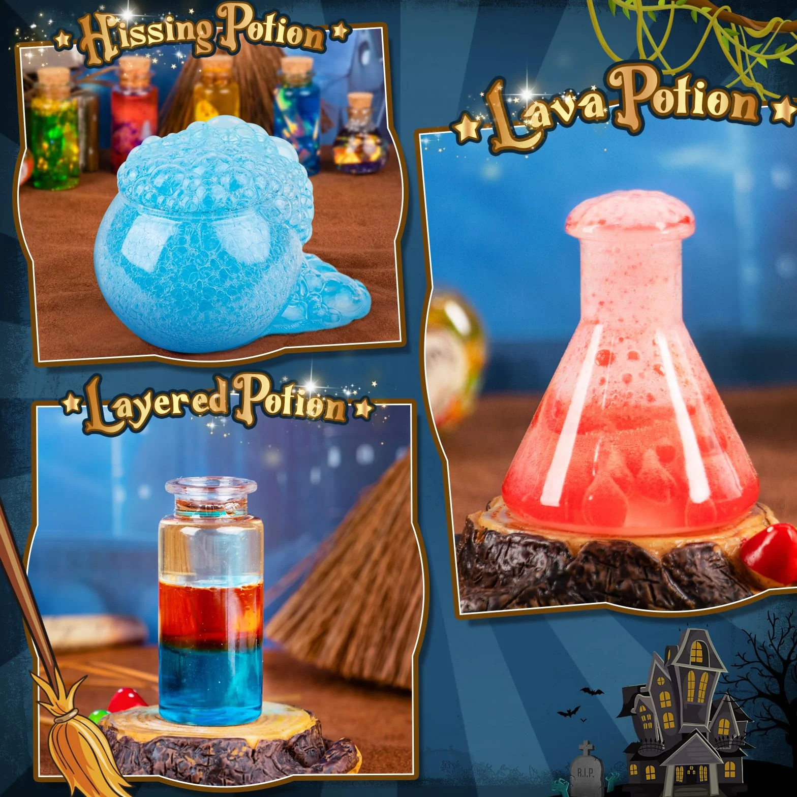 Mostof Kit di pozioni da mago per bambini, miscela 20+ pozioni magiche da fata con calderone magico, giocattolo creativo regalo di compleanno