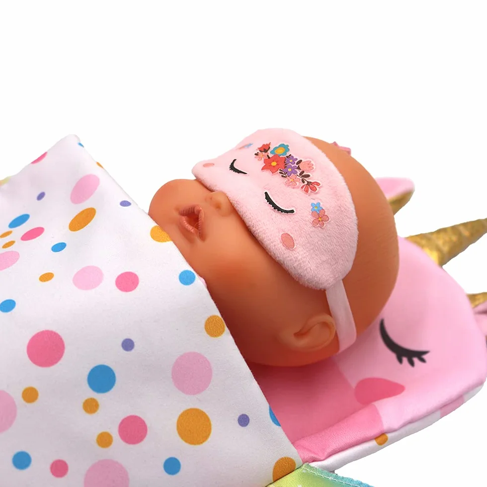ZWOOS Sacco a Pelo per Bambole con Maschera per Dormire, Accessori Morbidi per Bambole da 25-38 cm