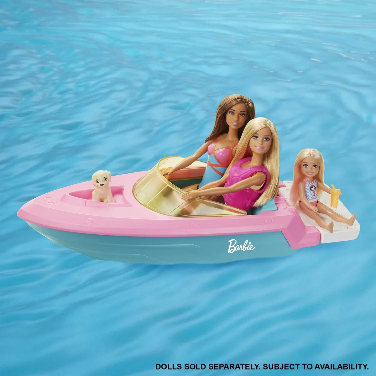 Barbie Motoscafo con Cucciolo e Accessori a Tema, Giocattolo per Bambini 3+Anni,GRG29
