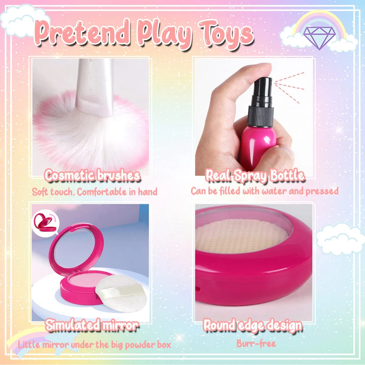 STAY GENT Trucchi Finti Set Parrucchiera Bambina con Argento Unicorno Borsa Valigetta, Regali per Ragazze 3-12 Anni, 20 Pezzi