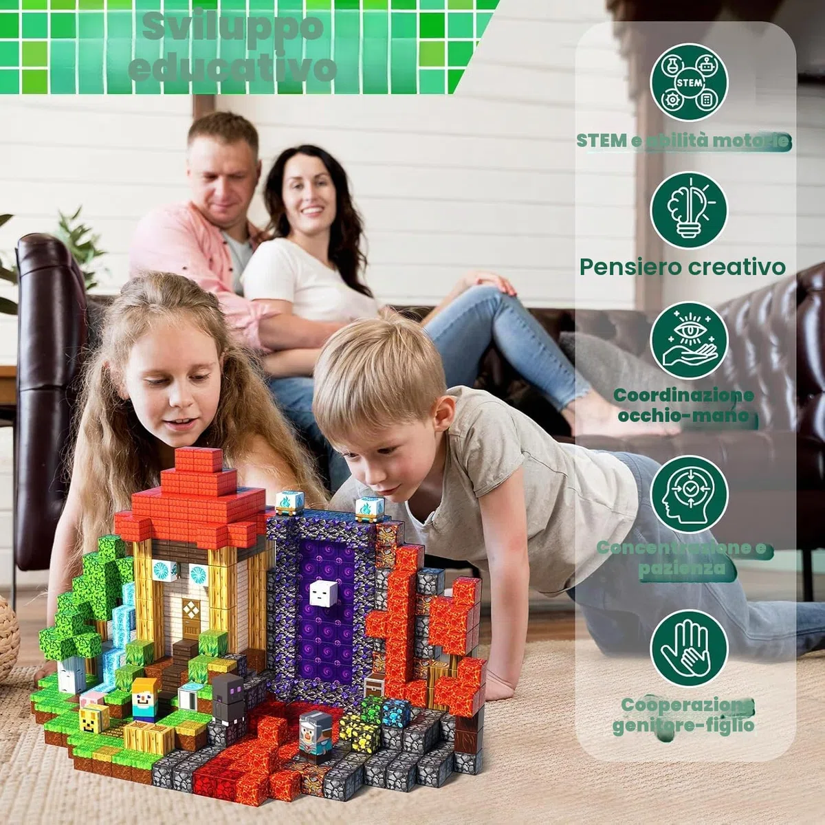 Goody King Costruzioni Magnetiche, 150 Pezzi Costruzioni Magnetiche per Bambini, Porta del Tempo della Foresta, Montessori Creativi Regali da 3-9 Anni Ragazzo e Ragazza Magnetic Building Blocks