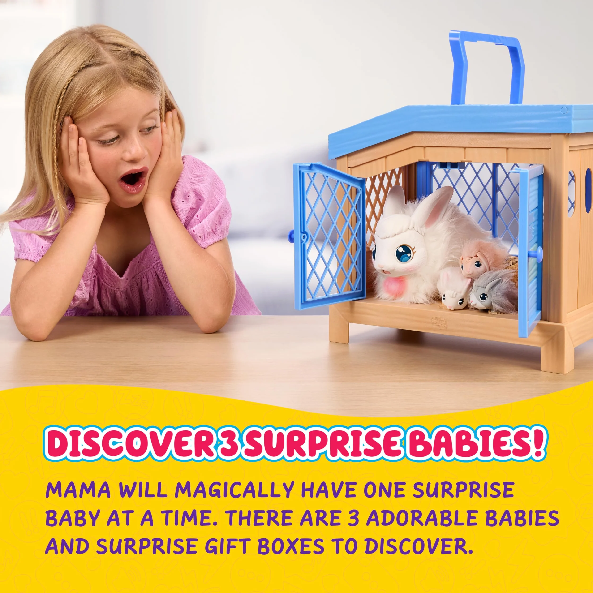 Little Live Pets Mama Surprise - Bunny Feed & Nurture Mama Mama Magically Has 3 Babies! Interactive Mama Bunny and Hutch Playset 20+ Suoni e reazioni Vestire i bambini con accessori per bambini dai 4