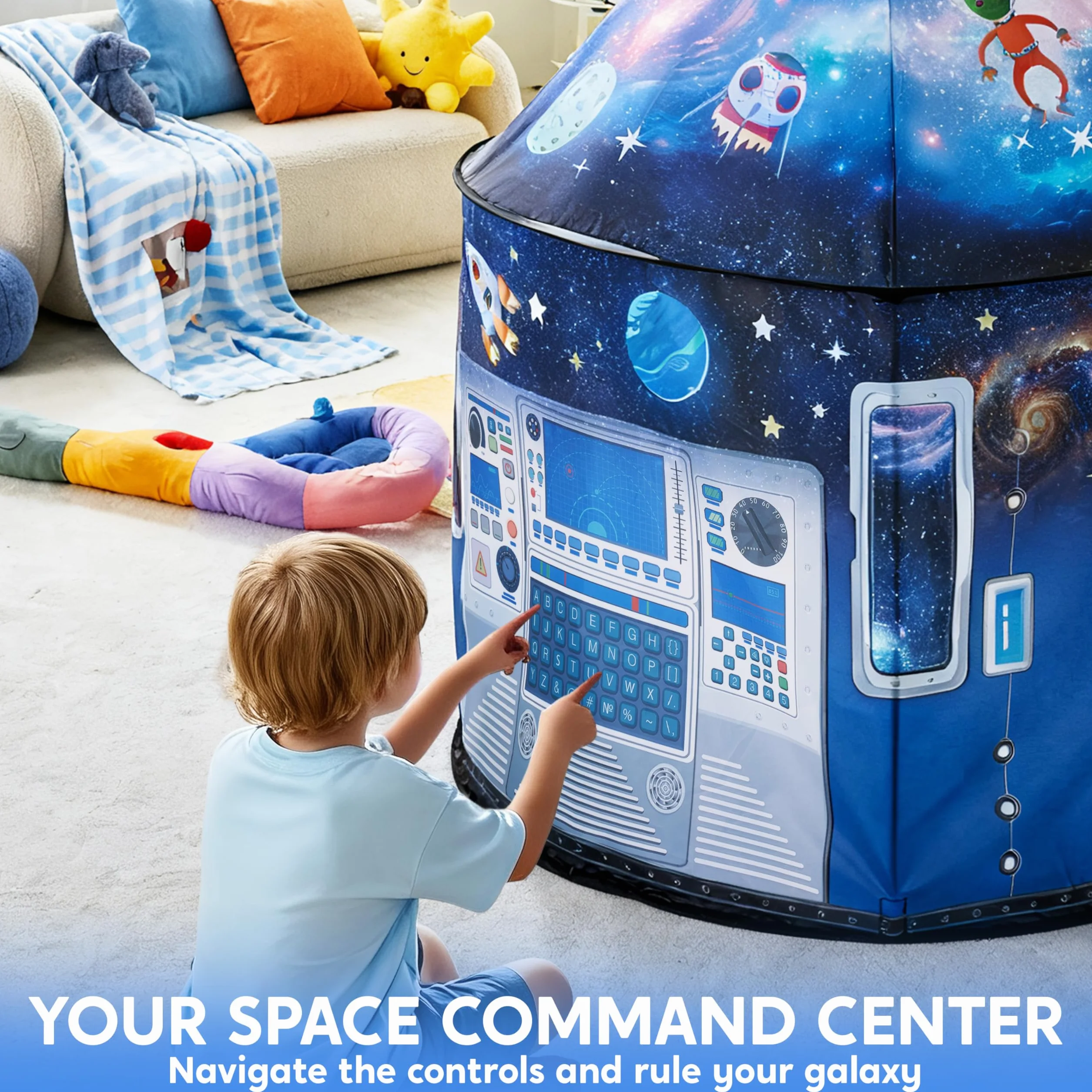 Joyin Tenda da gioco spaziale per bambini – Tenda da gioco fantasiosa con motivo spaziale interattivo