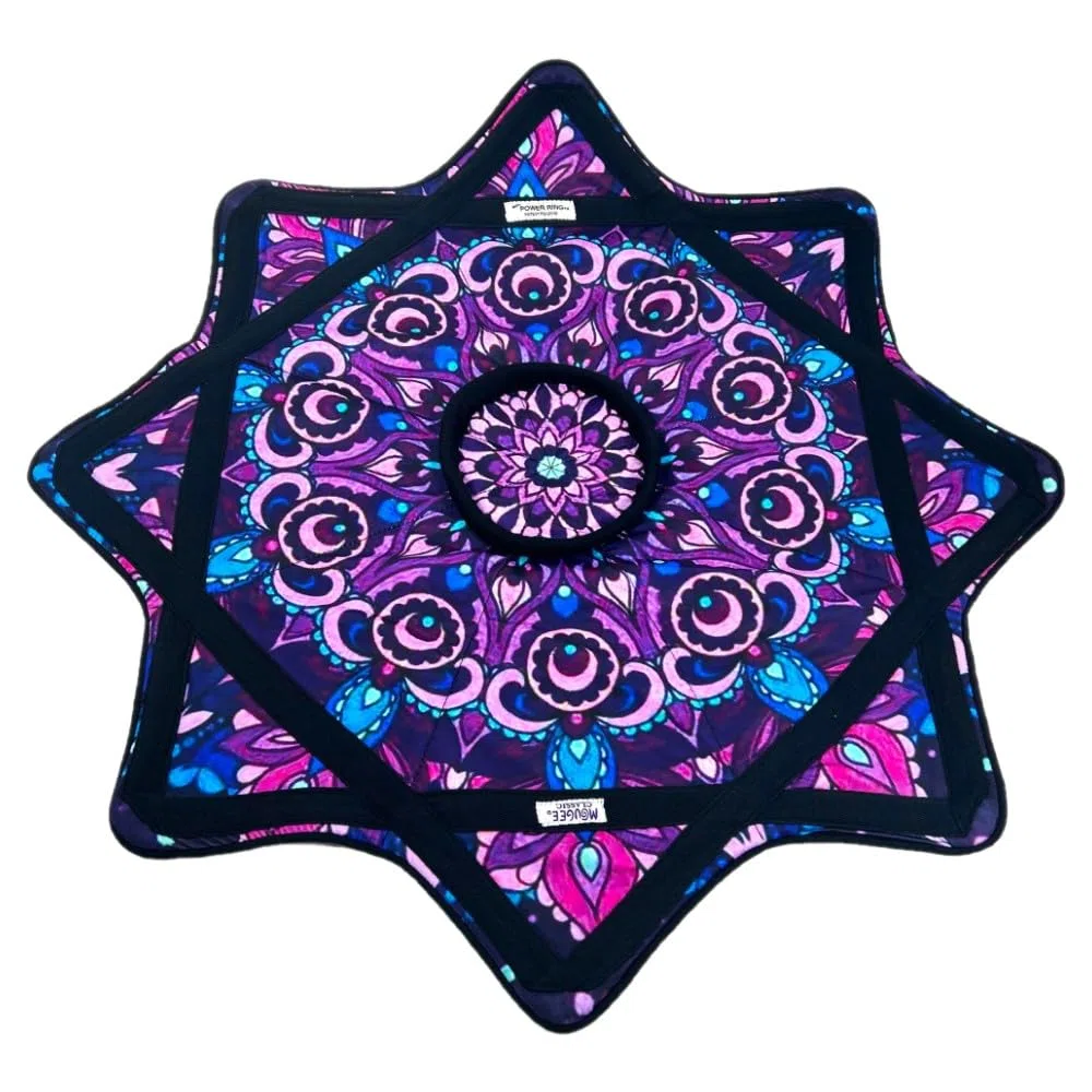 Mougee - Classic Flow Star - per principianti e avanzati - Giocattolo di flusso divertente e stimolante - Colori e motivi vivaci - Diametro 68,6 cm - Peso 425,2 g (Flower Power con anello di potenza)