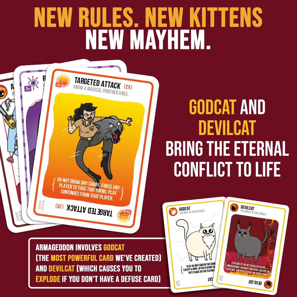 Exploding Kittens - Good vs. Evil - 2-5 Players - Ages 7+ - Inspired by Netflix Show - High Stakes Family Card Game - Ideal for Party, Family Night - Animated Netflix Show
