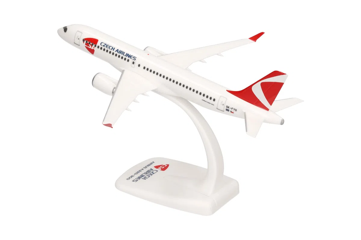 Herpa modello di aereo CSA Czech Airlines Airbus A220-300, in scala 1:200 - Snap-Fit, pezzo da collezione, miniatura deco, statuetta con supporto in plastica
