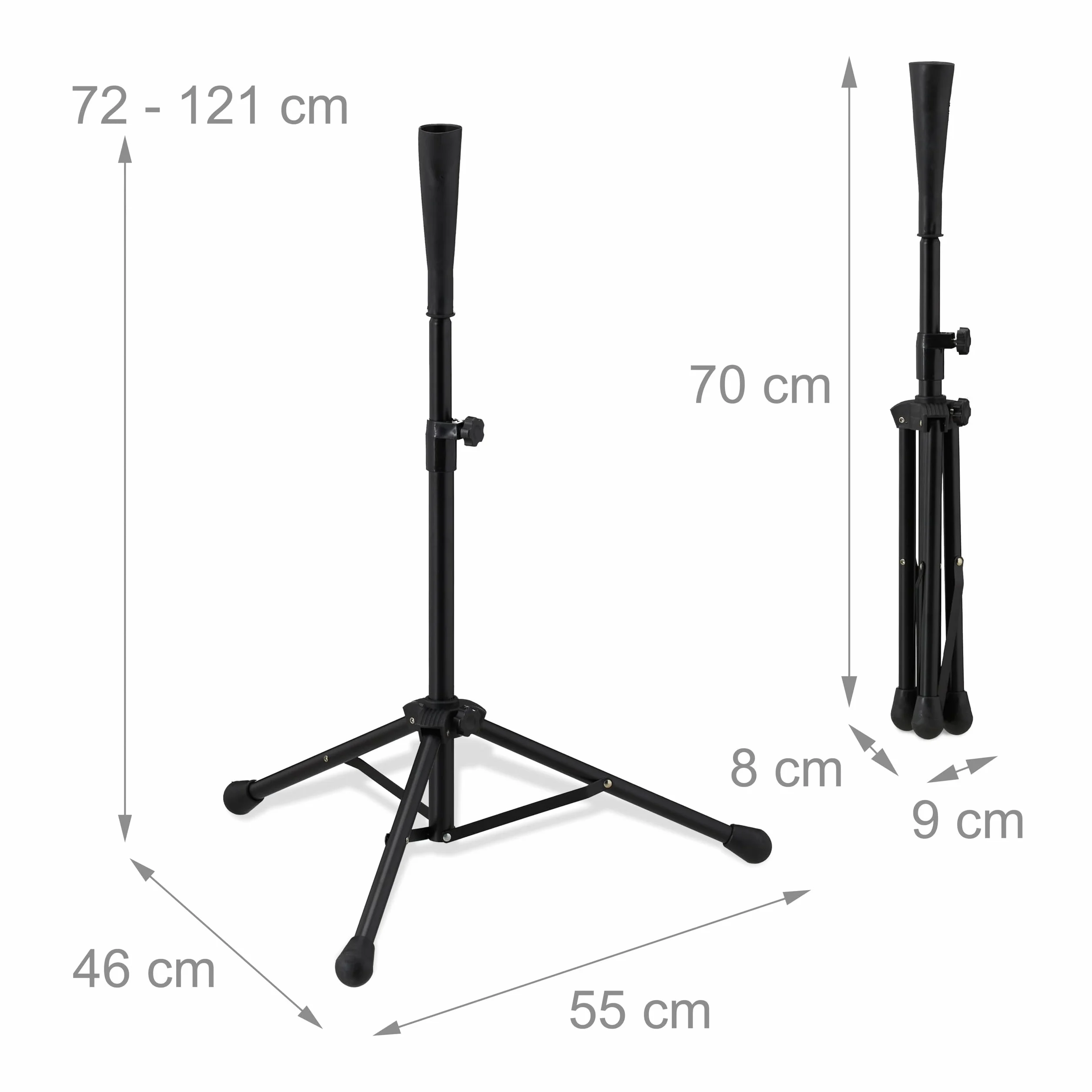 Relaxdays Batting Teeper Baseball e Softball, Ausilio per la Battuta Supporto Regolabile in Altezza da 72 a 121 cm, Nero
