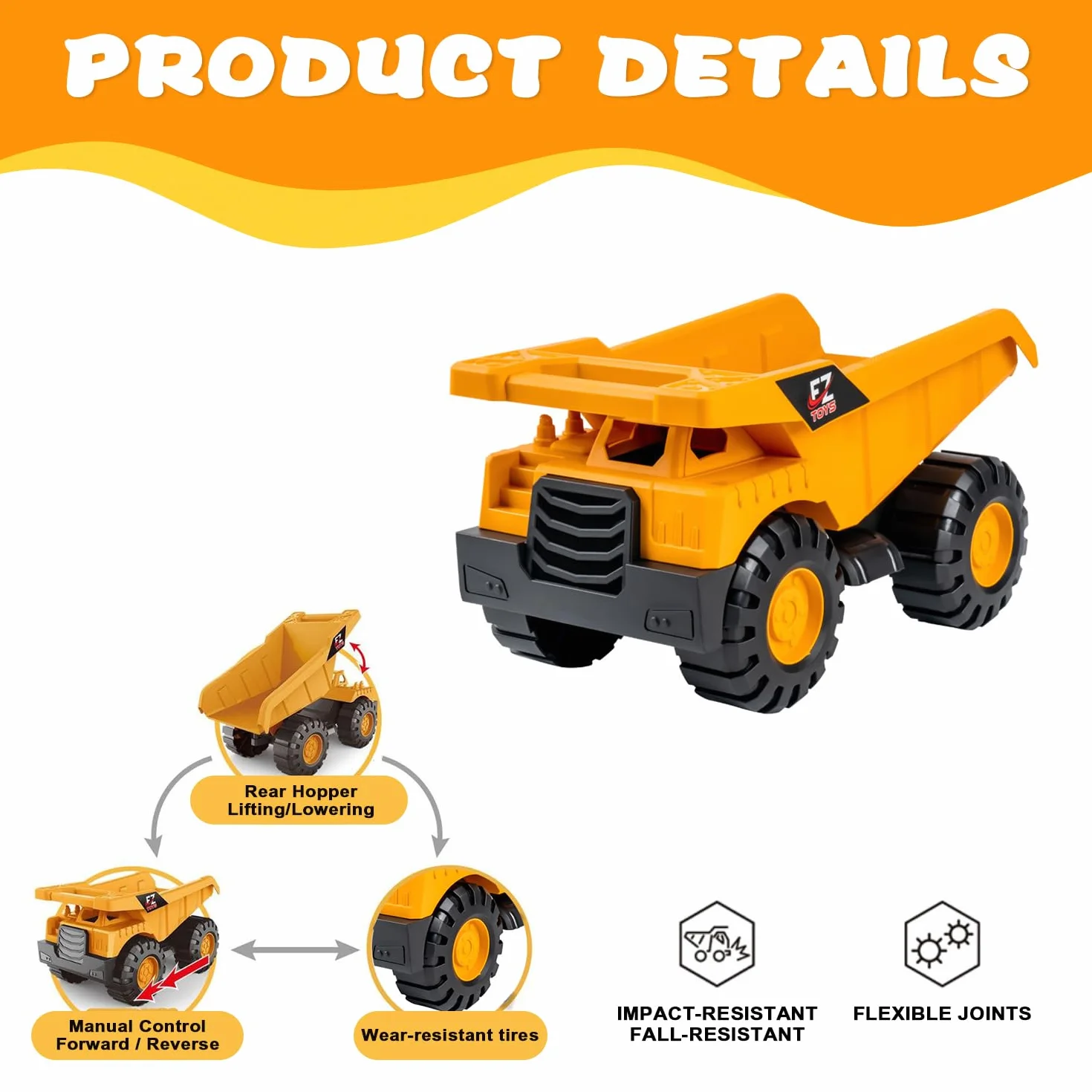 Generico 3 PCS Bambini Escavatore Giocattolo, Escavatore Sabbia Set, Camion Da Cantiere Giocattolo Con Camion Ribaltabile Escavator Caricatore Frontale, Per Bambini Di 3-12 Anni
