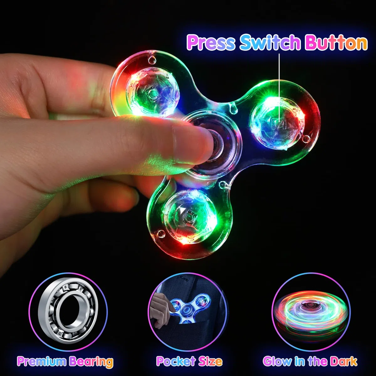 Gigilli Fidget Spinners 2 Pack, Bomboniere per feste LED Light Up Bulk Fidget Spinners, Regalo di San Valentino Bambini Fidget Toy Goodie Bag Stuffers, Glow in The Dark Forniture per feste
