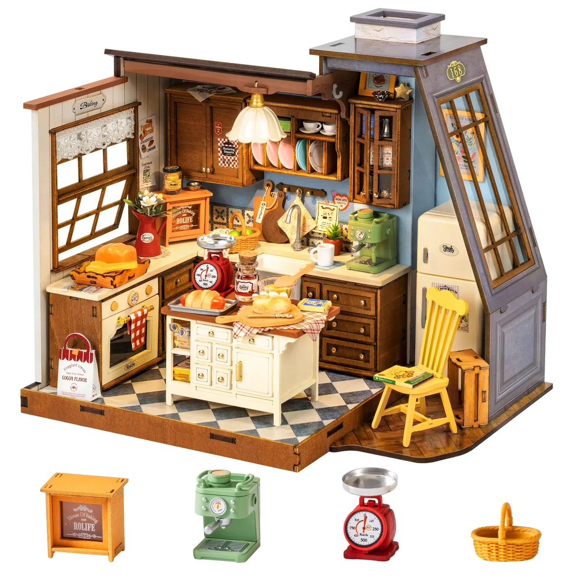 Rolife Miniature Casa - Kit Casa in Miniatura DIY Cucina da Forno, Modellismo da Costruire Adulti Casa delle Bambole in Legno Puzzle 3D per Adolescenti