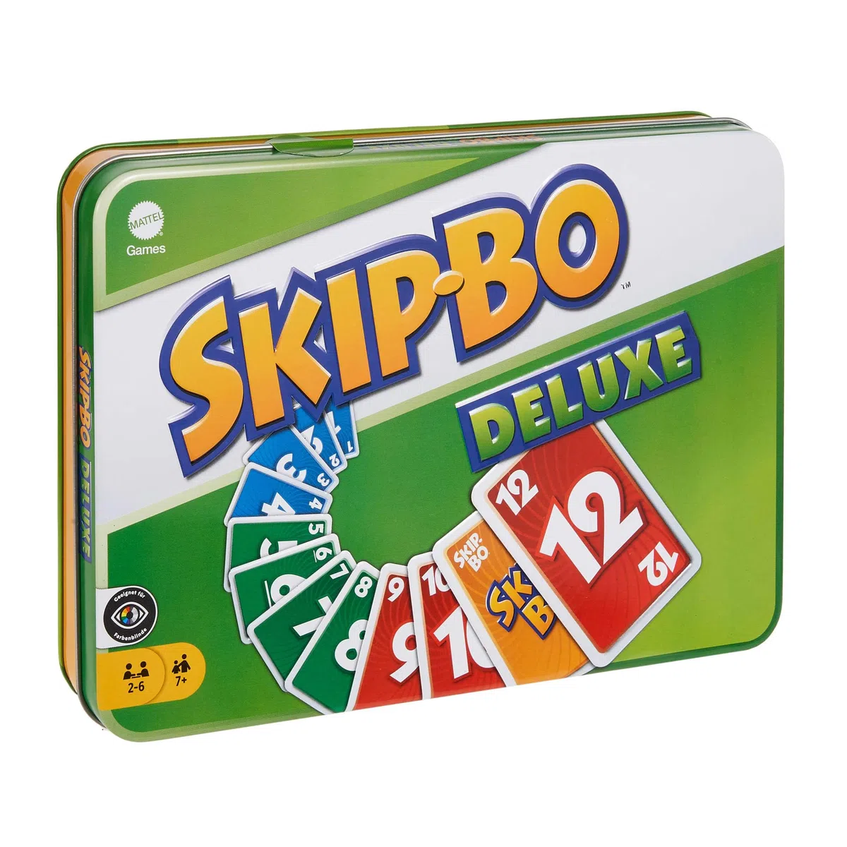 Mattel Games Skip-Bo Deluxe, Versione Speciale del Famoso Gioco di Carte Numerate in Sequenza con Confezione in Metallo da Collezione, Giocattolo per Bambini, 7+ anni, L3671
