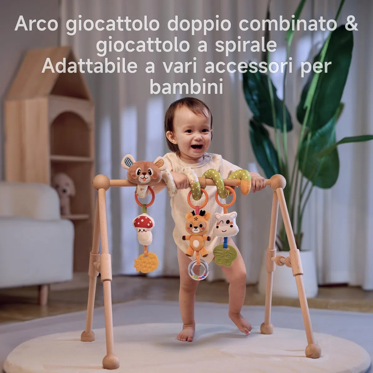 TUMAMA Arco Passeggino con Giocattolo a Spirale 0 3 6 9 12 Mesi Baby Arco Lettino Gioco seggiolino Auto Clip Giocare Arco sensoriale sonaglio Giocattolo Neonato Regalo