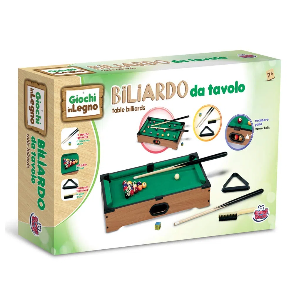 Grandi Giochi- Biliardo da Tavolo, Multicolore, GG95010, age 7+