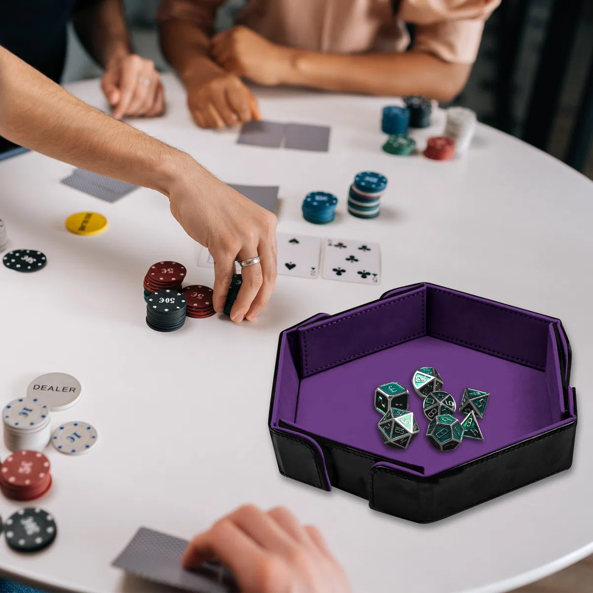 SIQUK Tavola per Dadi Magnetico Vassoio per Dadi Pieghevole Esagono Dice Tray, Viola